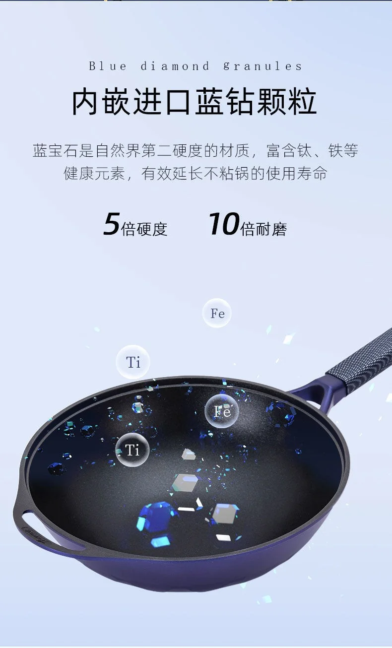 Amercook Blue Diamond Maifan Stone Non-Stick Wok, General Purpose Gas Induction Cooker, 32cm detail image 4