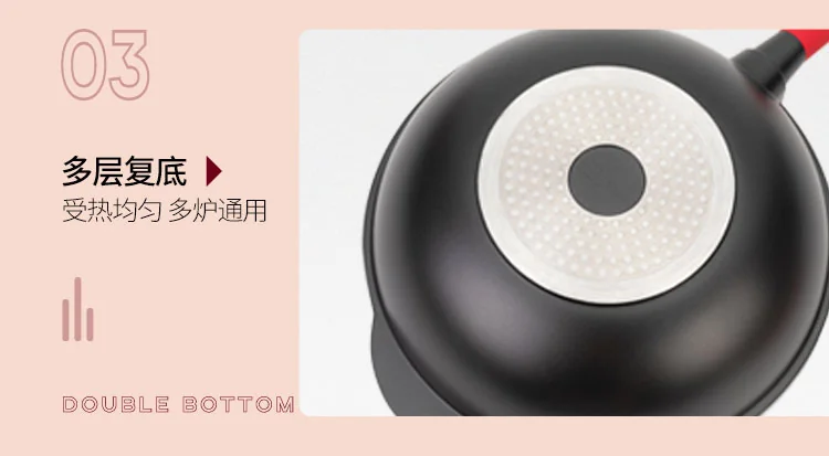 Amercook China Red Wok Non-Stick Wok with Lid A32RD Healthy Non-Stick Light Oil and Less Smoke 32cm detail image 16