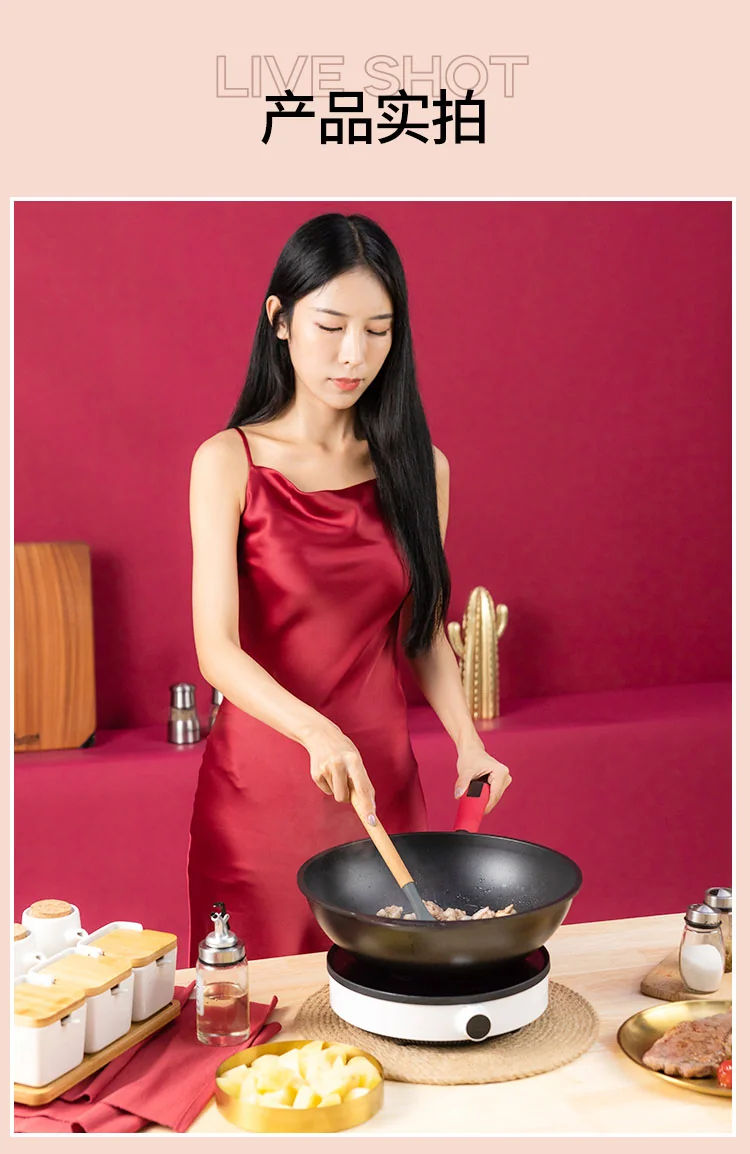 Amercook China Red Wok Non-Stick Wok with Lid A32RD Healthy Non-Stick Light Oil and Less Smoke 32cm detail image 17