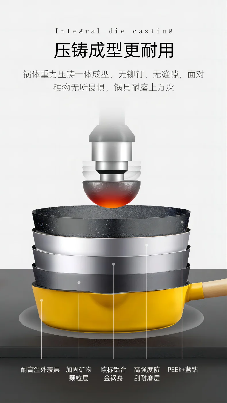 Amercook阿米尔 煎锅 平底锅煎炒两用锅麦饭石不粘锅家用无油烟炒菜锅 26cm detail image 9