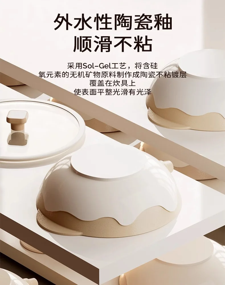 Amercook钛陶瓷0氟不粘锅扶桑木炒锅 不粘家用平底煎炒锅 燃气电磁炉通用 32CM detail image 24