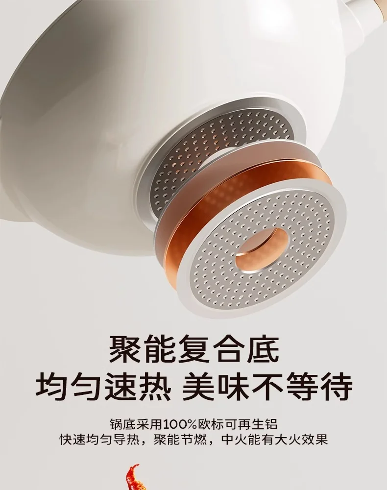 Amercook钛陶瓷0氟不粘锅扶桑木炒锅 不粘家用平底煎炒锅 燃气电磁炉通用 32CM detail image 33