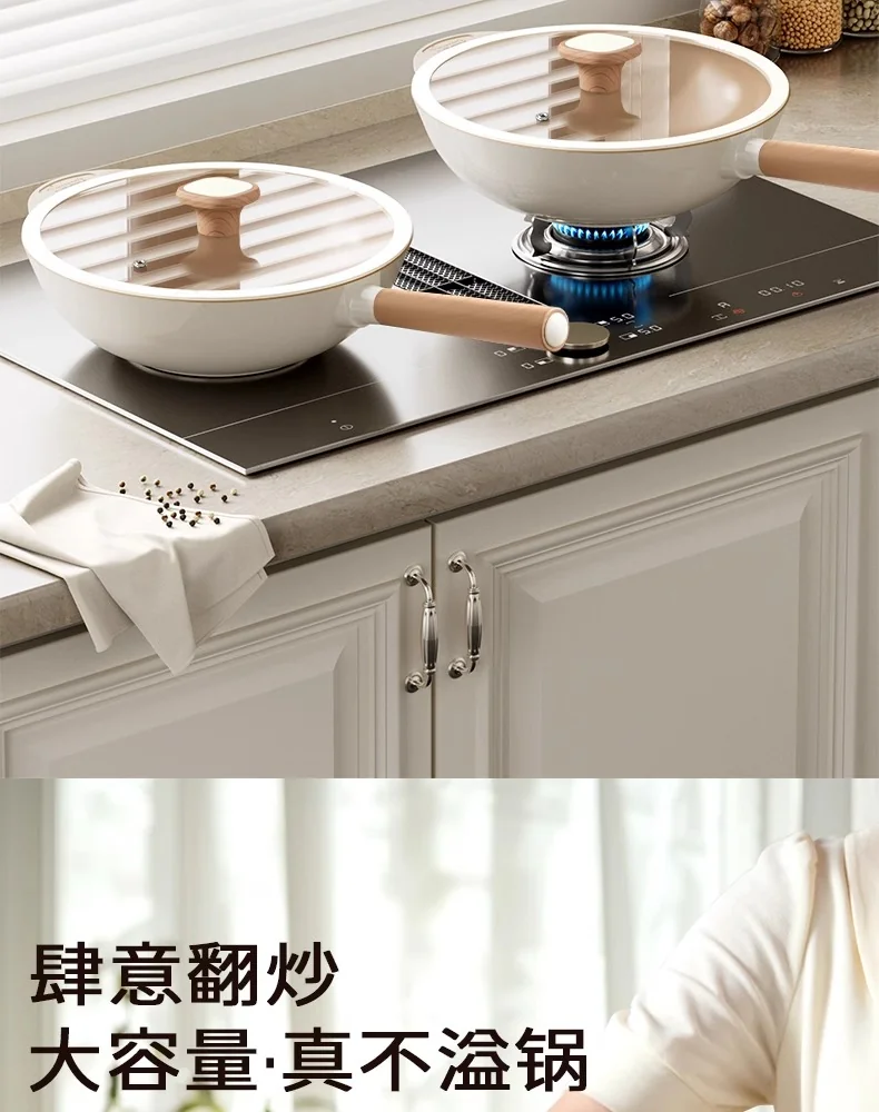 Amercook钛陶瓷0氟不粘锅扶桑木炒锅 不粘家用平底煎炒锅 燃气电磁炉通用 32CM detail image 35