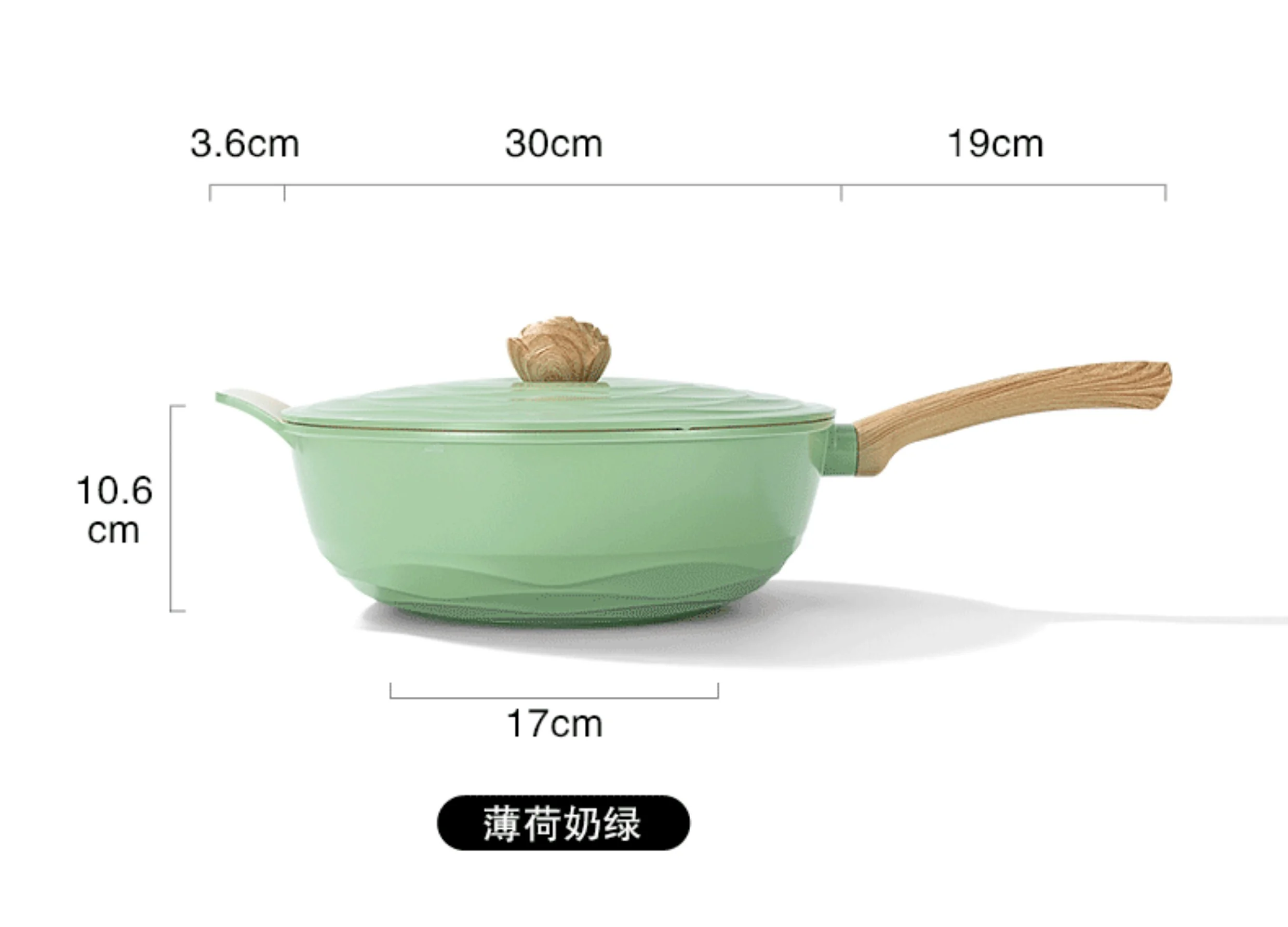 Amercook陶瓷0氟涂层不粘锅家用炒菜锅平底煎炒锅燃气灶电磁炉通用 白山茶 30cm detail image 25