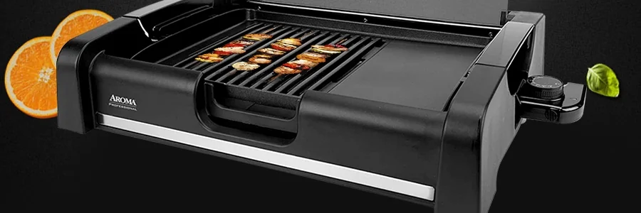 AROMA non-smoking indoor BBQ grill machine combo grill pan 2 in 1 AHG-2620 detail image 2