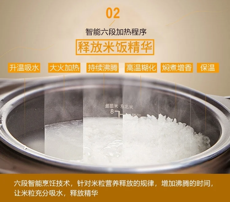 Aroma智能电饭煲AMRC-8008 4L/8杯米 涡轮除泡防溢 聚能圆灶釜不粘内胆 可开盖炒 详情图 8