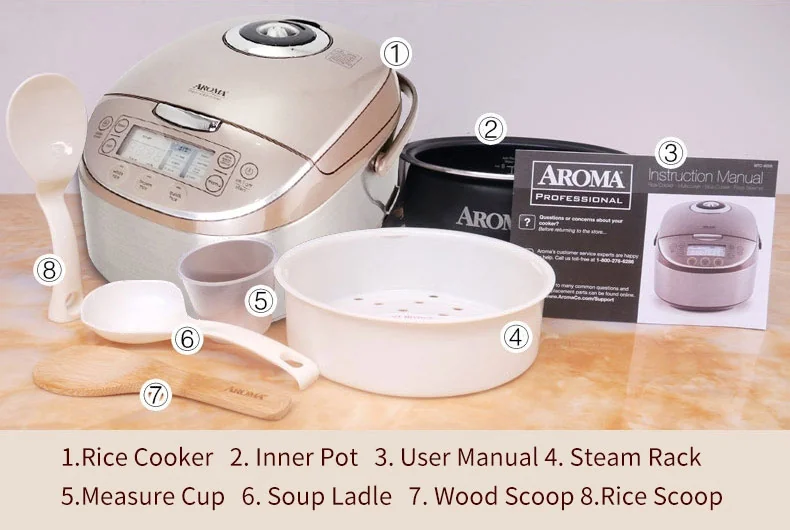 Aroma Rice cooker AMRC-8008 Housewares Professional 4L/16-cup cooked Digital Turbo Convection Rice Cooker/Multicooker detail image 19