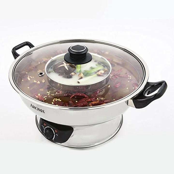 Aroma 不锈钢分体家用鸳鸯电火锅 ASP-600 1500W大功率 4.5L容量 详情图 13