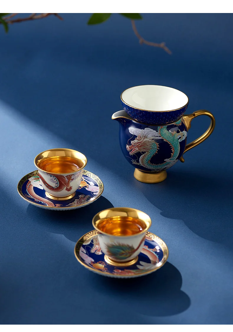 【China Direct Mail, Time 10-15 Days】 Auratic Dayun Longhui 13 Head Tea Set (4-person - Blue) detail image 8