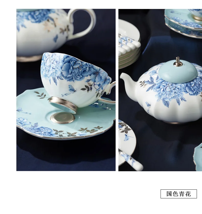 【China Direct Mail, Delivery Time 10-15 Days】 AuraticPlatinum Blue and White 26 Head Tea and Coffee Set (6-person) - Mid Autumn Festival Gift detail image 5