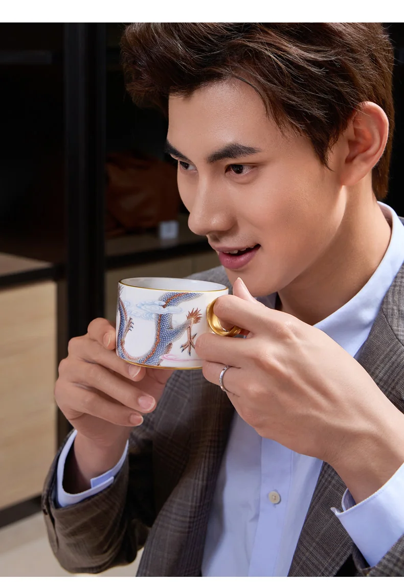 【 China Direct Mail, Time 10-15 Days 】 Auratic Dayun Longhui 3 Head Tea and Coffee Set (200ml - Chinese Red) detail image 8