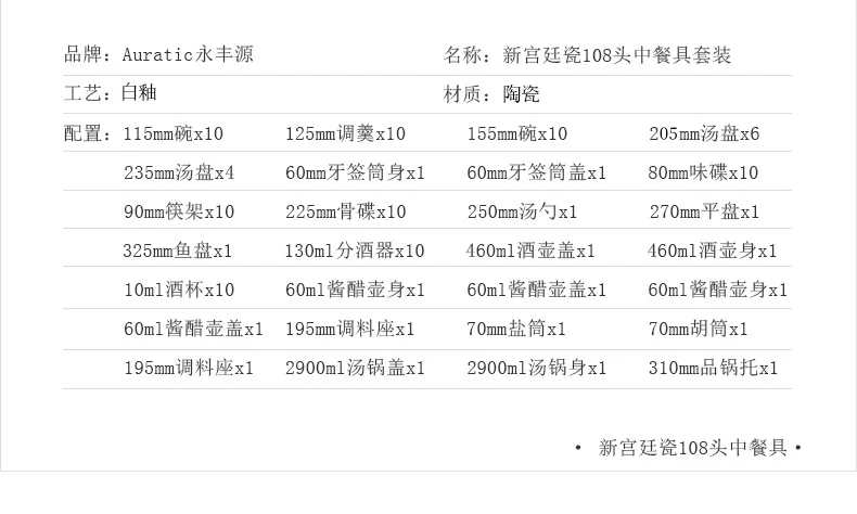 【中国直邮，时效10-15天】Auratic 国瓷永丰源帝王黄-新宫廷瓷108头中餐具（10人位-2礼盒） detail image 4