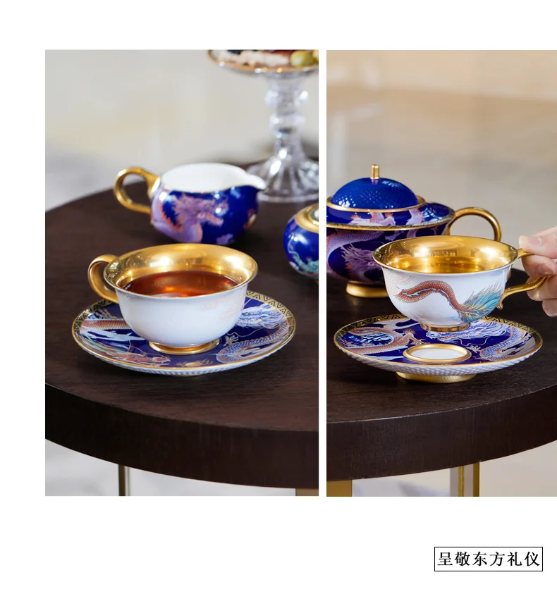 【China Direct Mail, Time 10-15 Days】 Auratic Dayun Longhui 10 Head Tea and Coffee Set (2-person - Blue) detail image 6