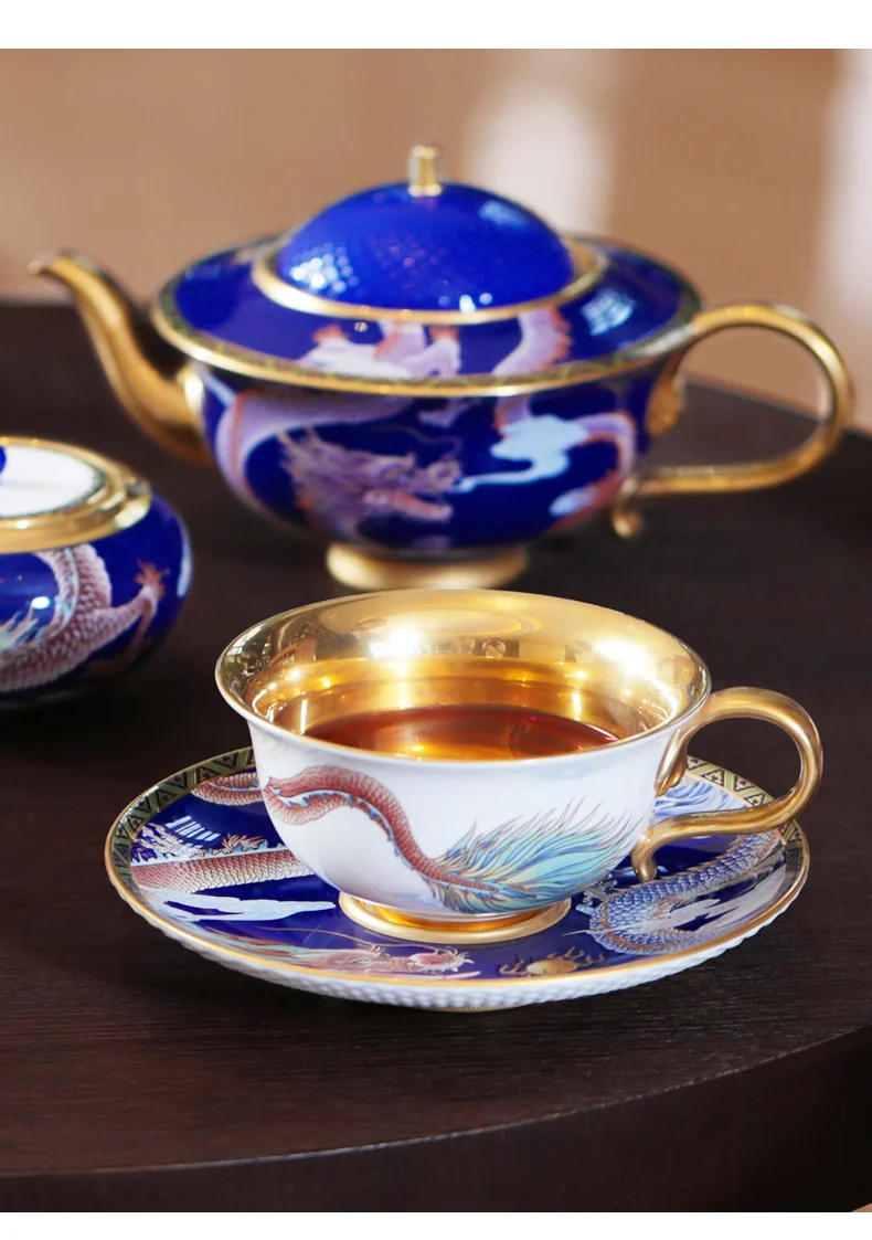 【China Direct Mail, Time 10-15 Days】 Auratic Dayun Longhui 10 Head Tea and Coffee Set (2-person - Blue) detail image 8