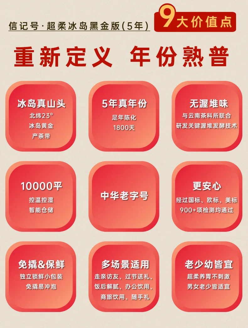 【中国直邮，时效7-15天】八马茶业 信记号(八马旗下品牌) 冰岛超柔普洱茶熟茶 熟普送礼茶叶 礼盒装 2019年茶料 200g detail image 6