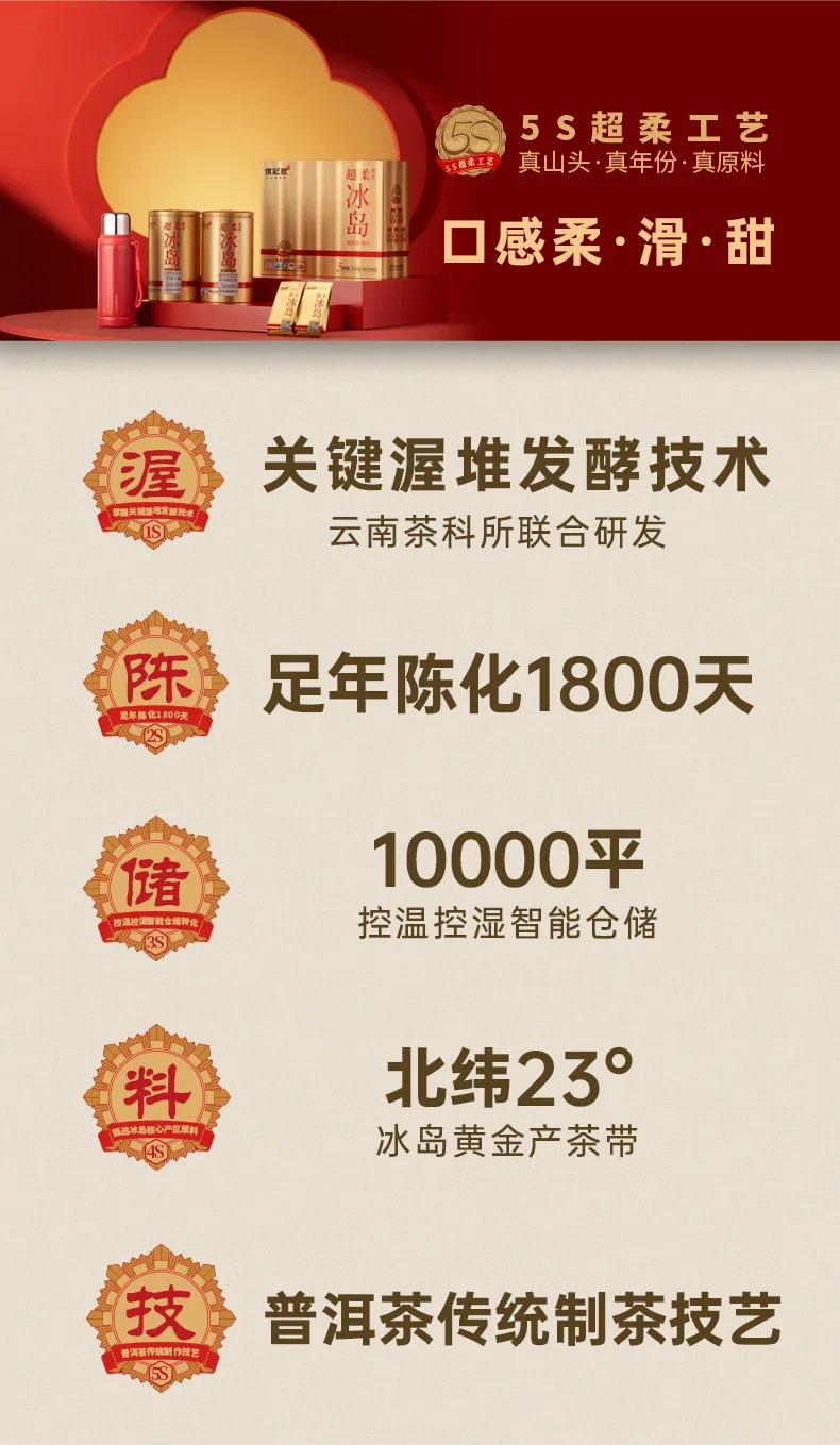 【中国直邮，时效7-15天】八马茶业 信记号(八马旗下品牌) 冰岛超柔普洱茶熟茶 熟普送礼茶叶 礼盒装 2019年茶料 200g detail image 9