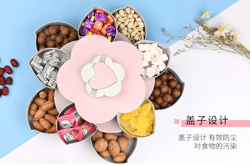 BEILEMAO Rotating European candy box, Creative compartment, Double-layer large capacity, Coral powder detail image 14