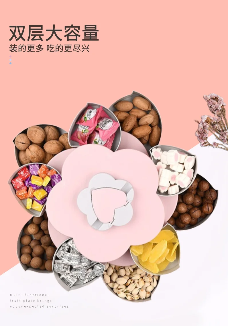 BEILEMAO Rotating European candy box, Creative compartment, Double-layer large capacity, Coral powder detail image 4