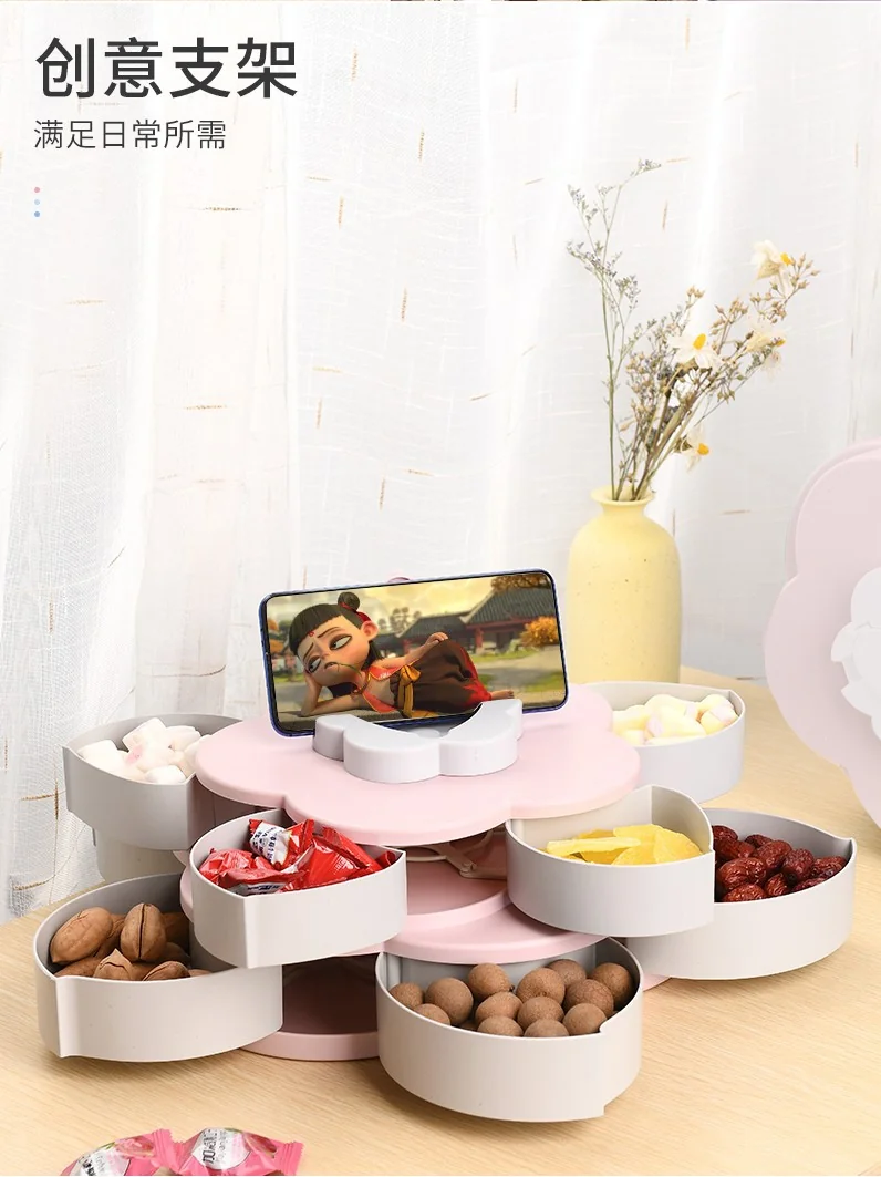 BEILEMAO Rotating European candy box, Creative compartment, Double-layer large capacity, Coral powder detail image 8