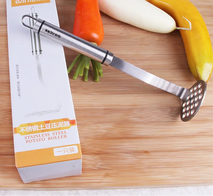 Baijie 304 stainless steel pressed potato masher, Fruit squeeze, Multifunctional mash detail image 13