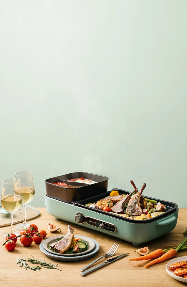 BEAR Hot Pot BBQ Pan Electric Baking Plate Hot Pot BBQ Oven Home Frying Fish Multi functional Pot DKL-C16C2 3L detail image 14