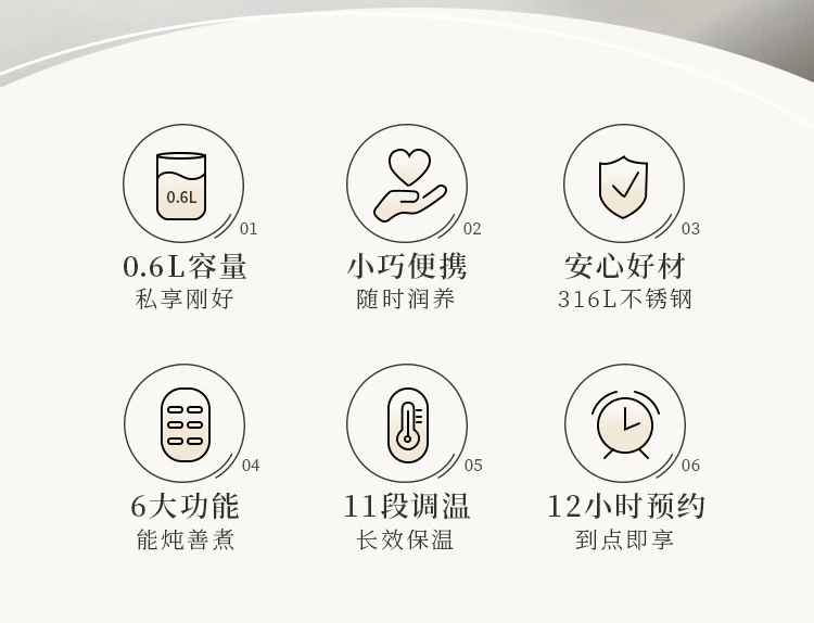 Bear小熊迷你养生壶核心优势展示 - 6大优势,居家养生必备
