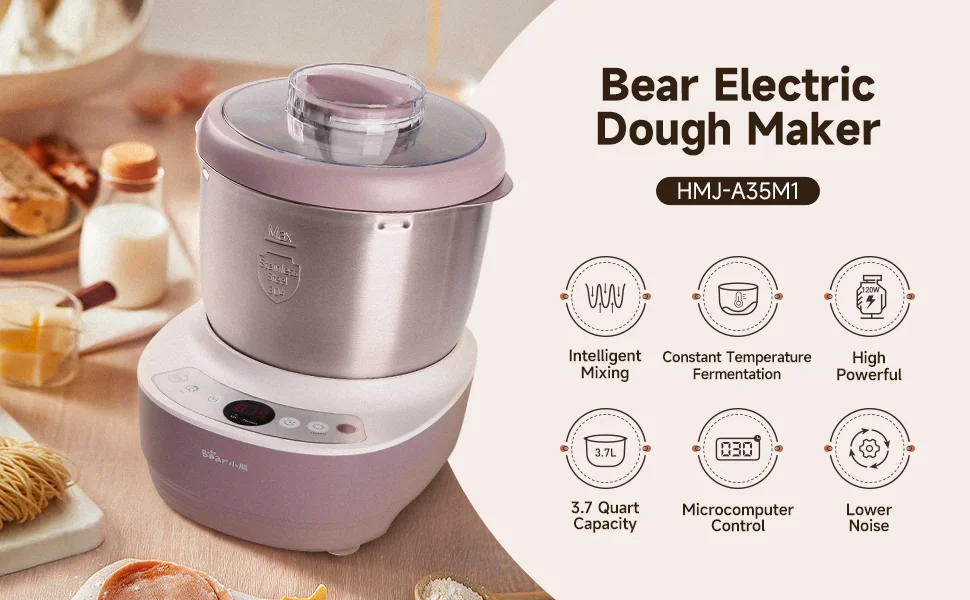 Bear Noodle Machine 3.5L Household Small Fully Automatic Kneading and Awakening Constant Temperature Fermentation Machine HMJ-A35M1 detail image 1