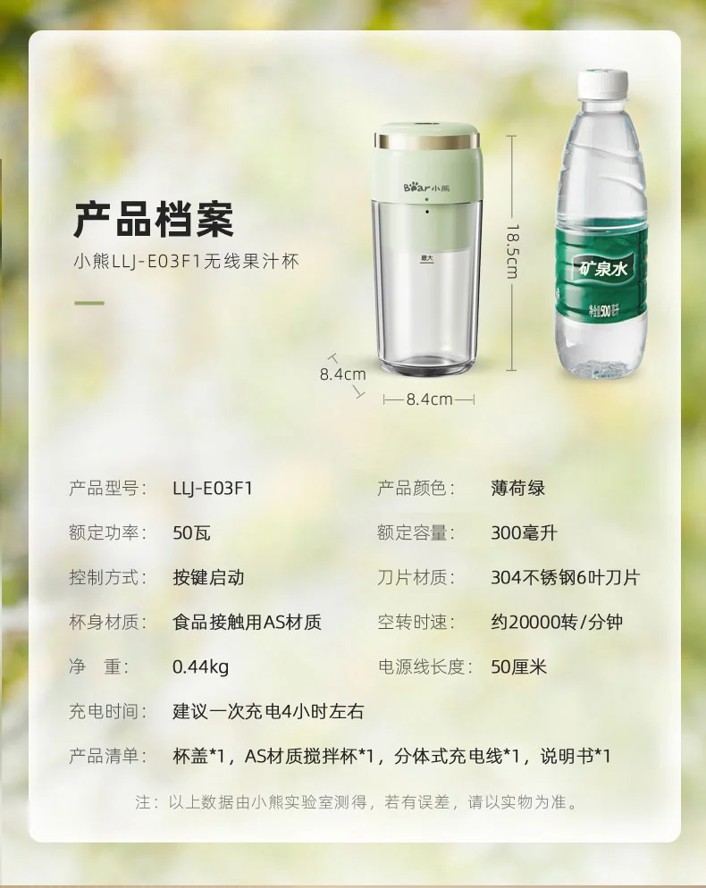Bear Juicer Portable Wireless Juicer Mini Small Can Make Smoothies LLJ-E03F1 detail image 26