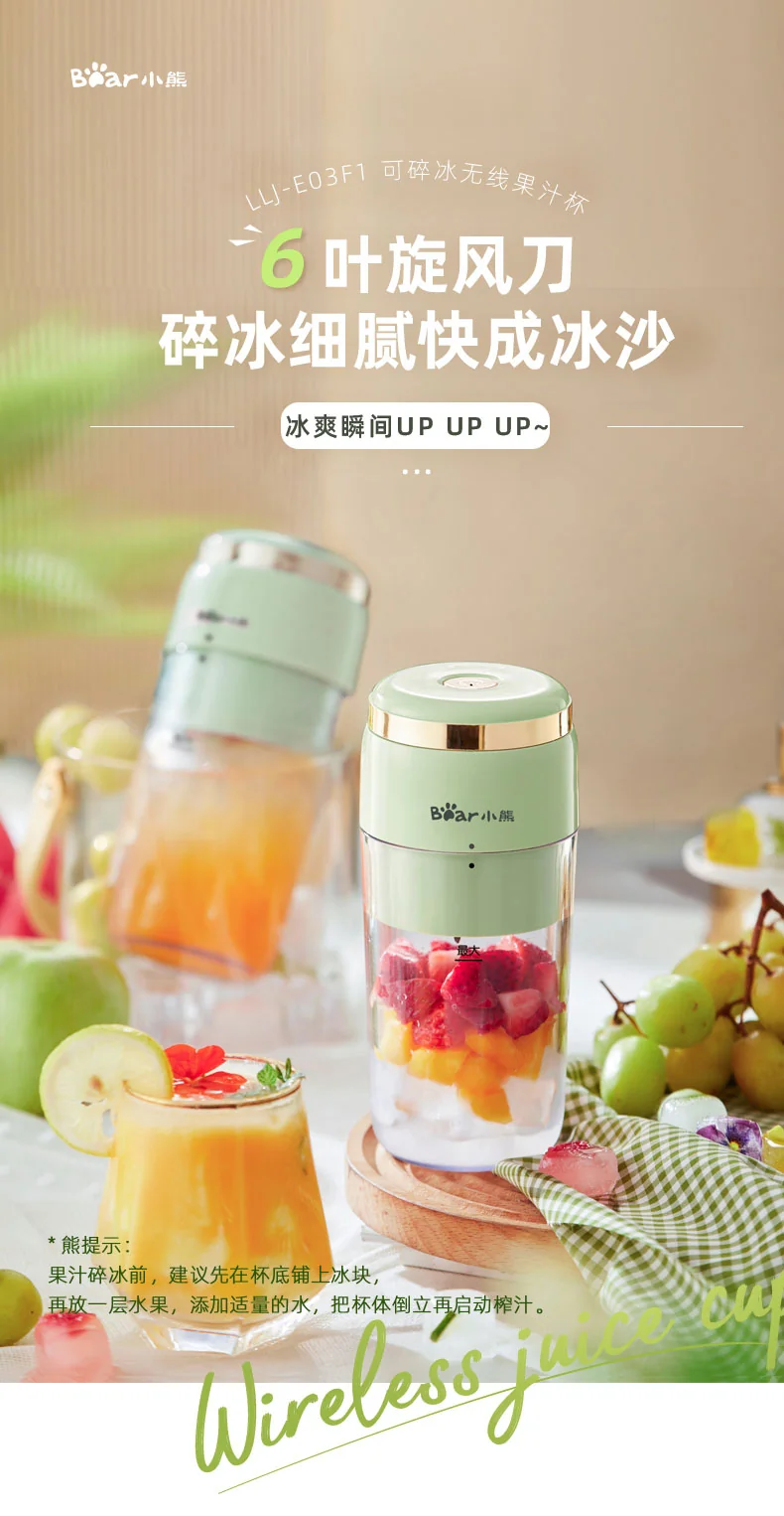 Bear Juicer Portable Wireless Juicer Mini Small Can Make Smoothies LLJ-E03F1 detail image 1