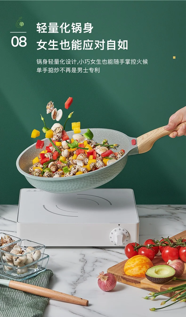Becware 麦饭石平底煎锅不粘煎锅 健康少油 双色可选 28cm（11.02英寸） 详情图 11
