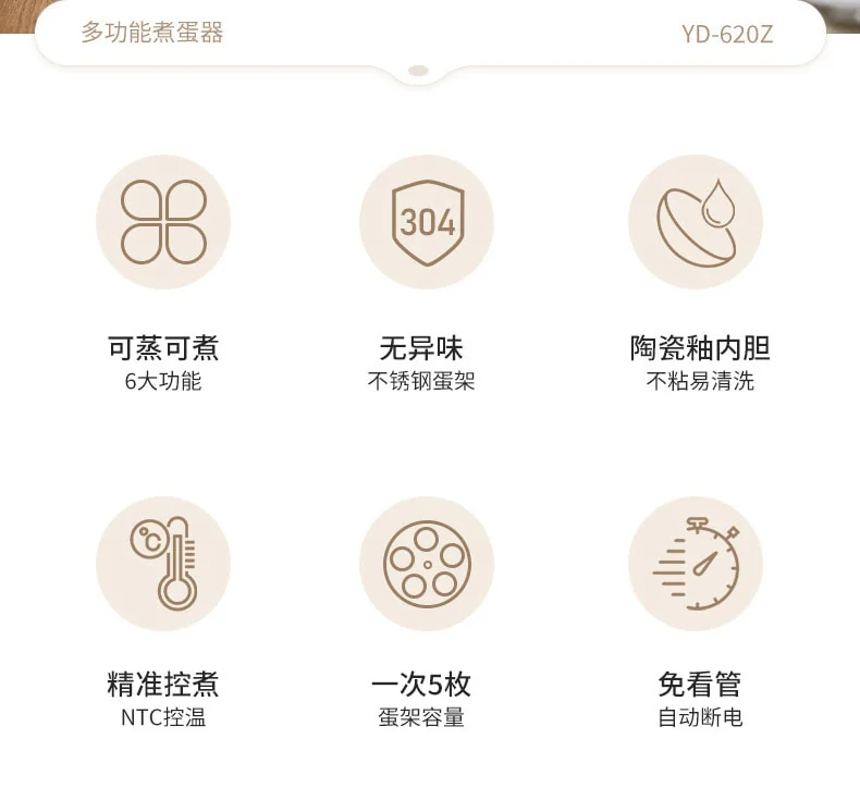 BECWARE 多功能煮蛋器 网红蛋蛋锅 多功能智能预约电煮锅 白色 detail image 2