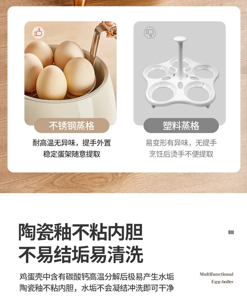 BECWARE 多功能煮蛋器 网红蛋蛋锅 多功能智能预约电煮锅 白色 detail image 9