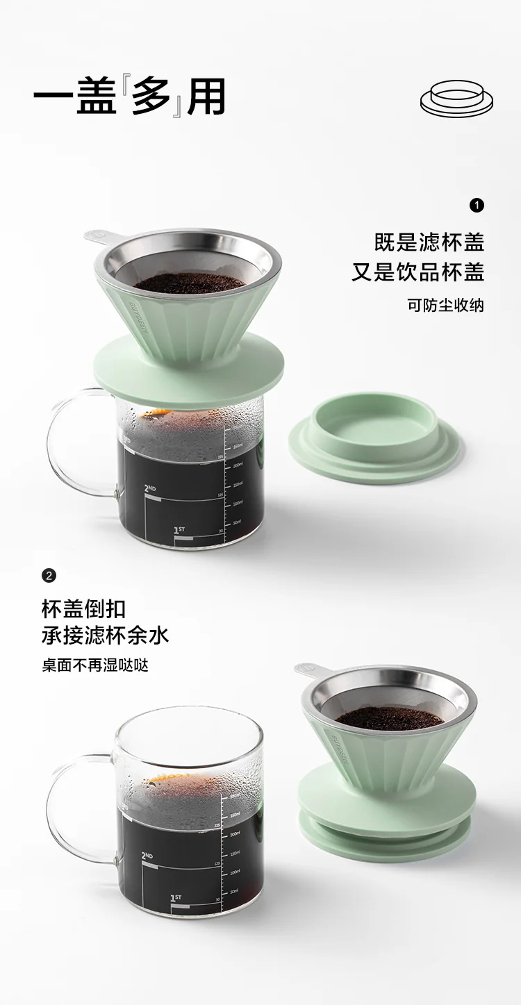 Buydeem drip-type brew coffee filter cup, coffee filter, with filter without filter paper, portable and enjoyable, three colors are available detail image 11