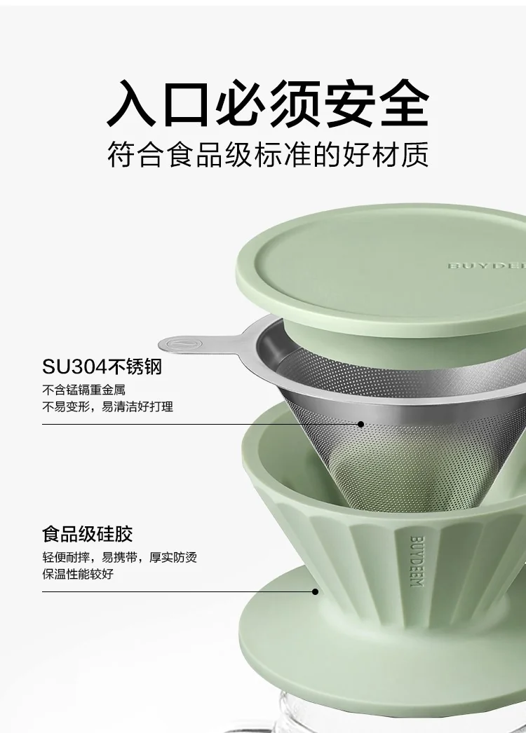 Buydeem drip-type brew coffee filter cup, coffee filter, with filter without filter paper, portable and enjoyable, three colors are available detail image 12
