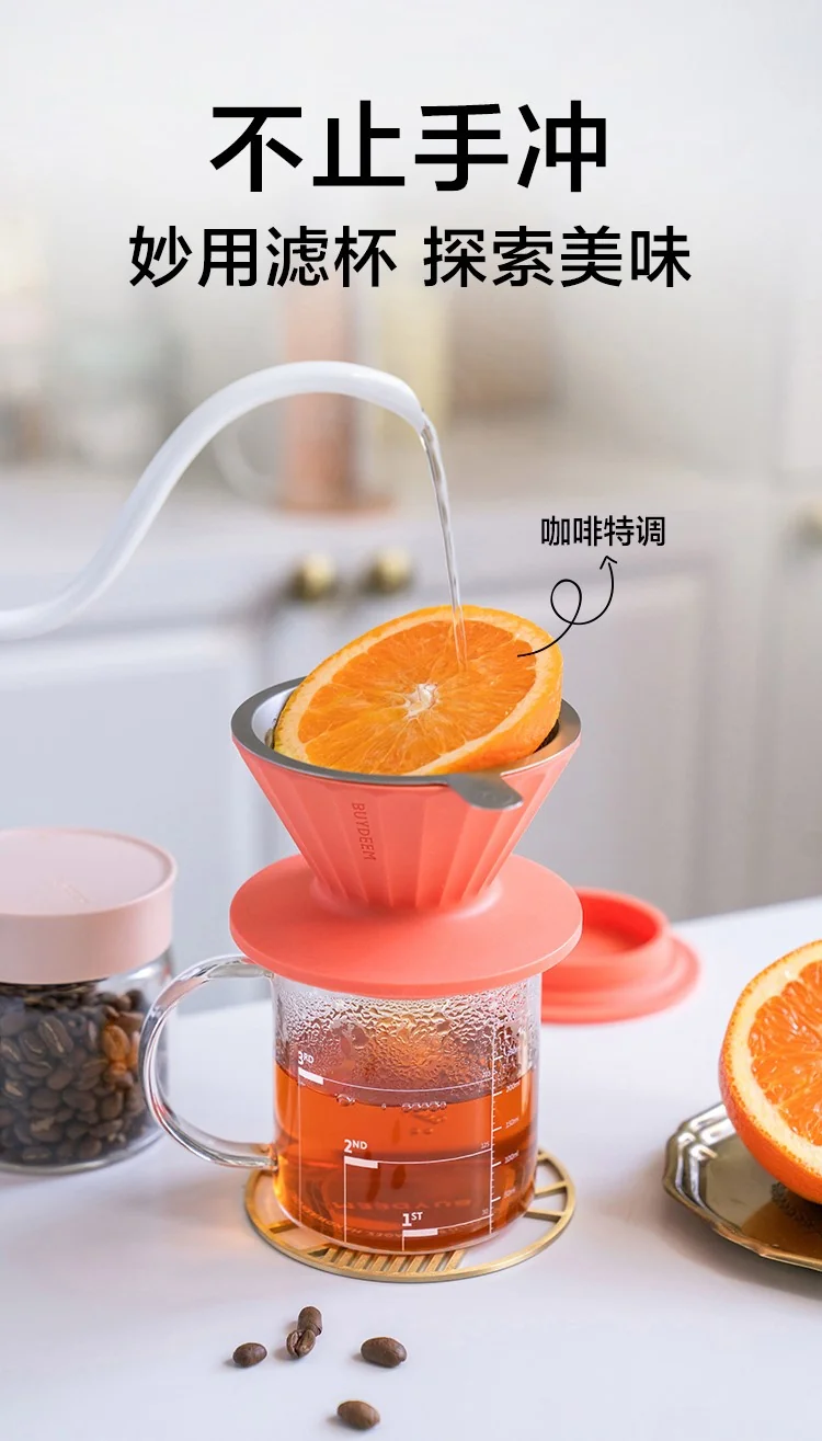 Buydeem drip-type brew coffee filter cup, coffee filter, with filter without filter paper, portable and enjoyable, three colors are available detail image 13