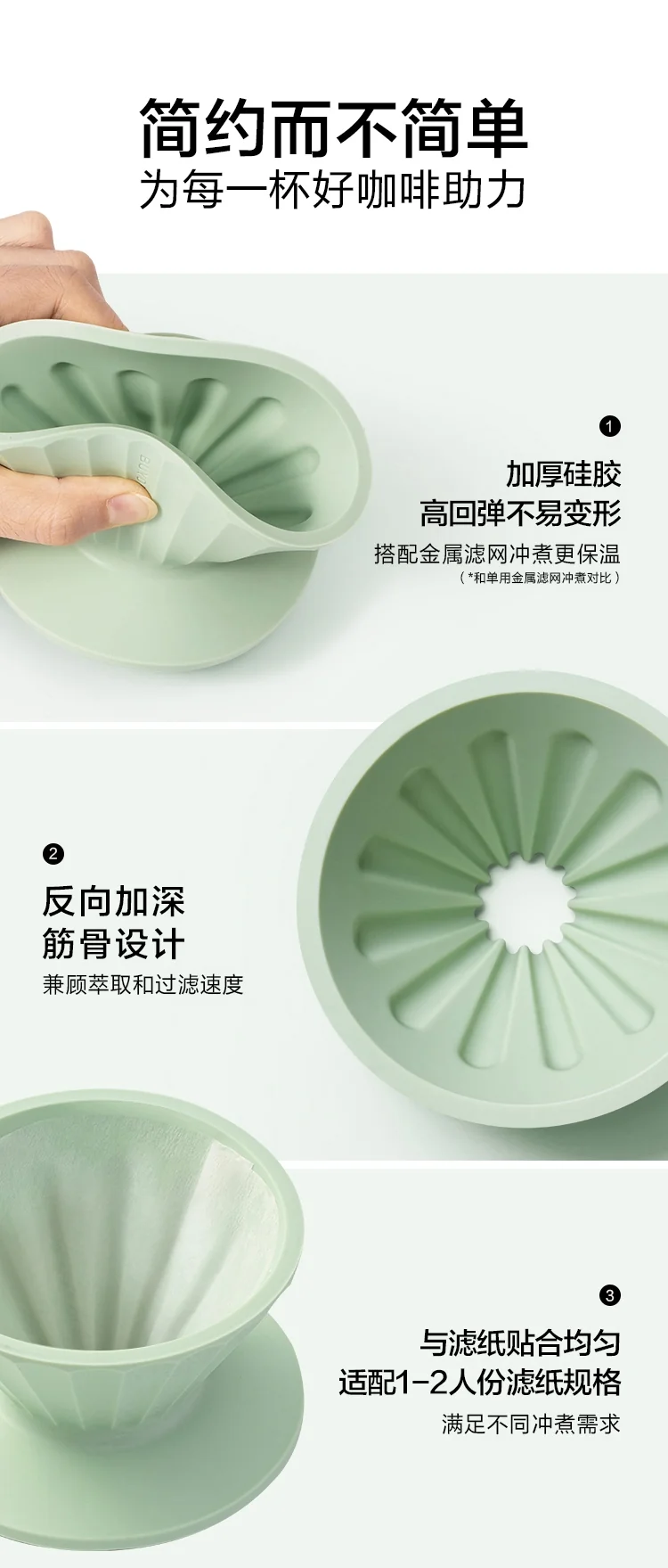 Buydeem drip-type brew coffee filter cup, coffee filter, with filter without filter paper, portable and enjoyable, three colors are available detail image 8
