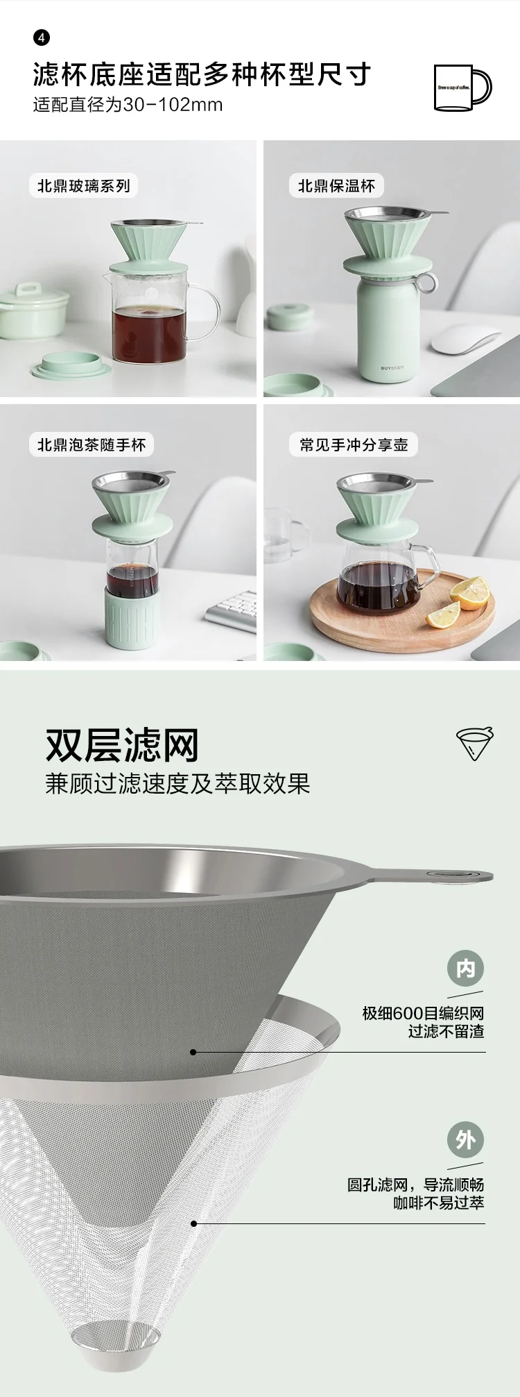 Buydeem drip-type brew coffee filter cup, coffee filter, with filter without filter paper, portable and enjoyable, three colors are available detail image 9