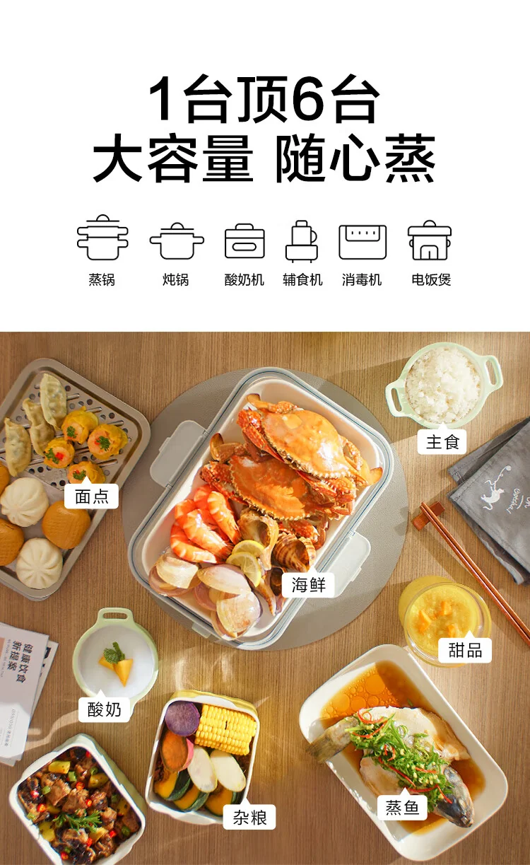 Buydeem Electric Steaming Pot Household Stainless Steel Electric Stew Pot Large Capacity Multi functional Pot One Pot Multi purpose Steaming Pot Large Intelligent Stew Pot Timer Reservation Steam Pot G67 detail image 2