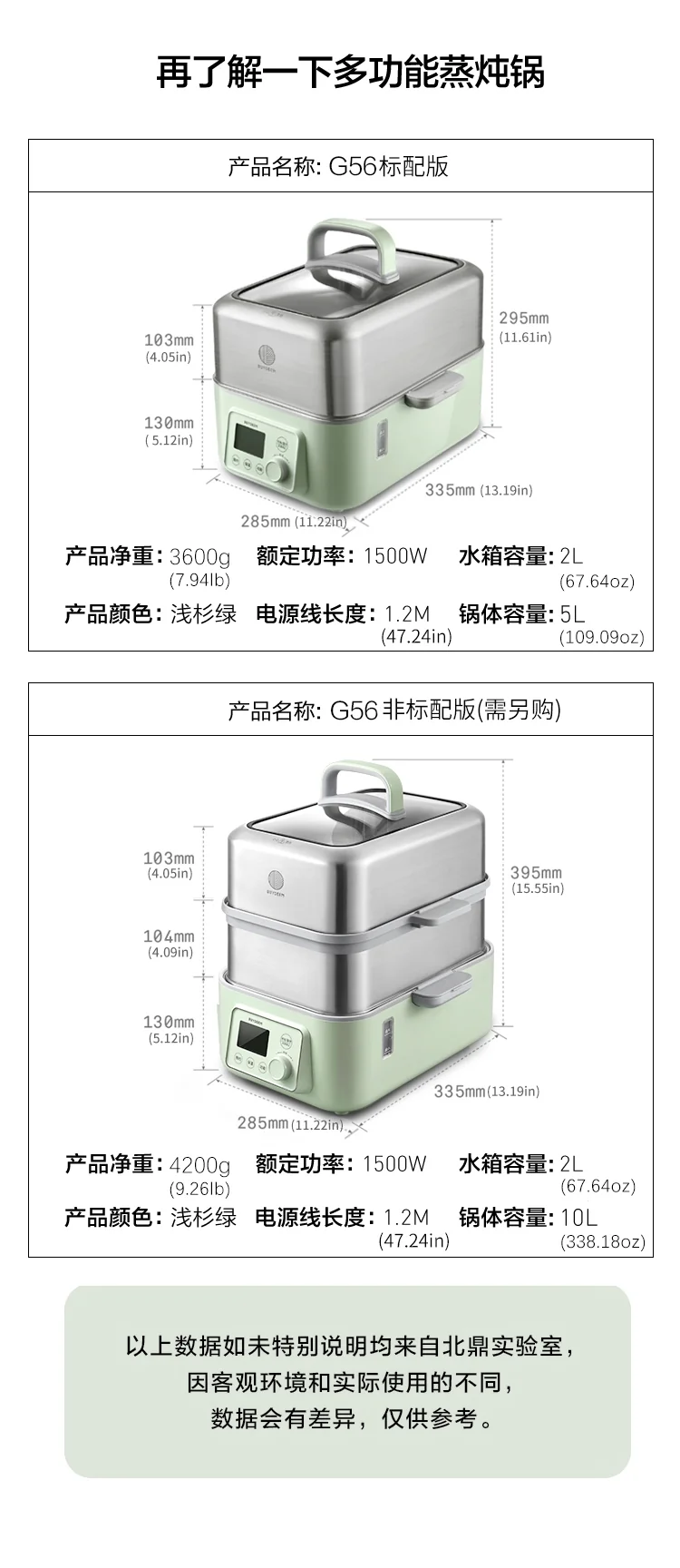 Buydeem北鼎 多功能蒸炖锅G563 智能预约 防干烧   圣诞新年情人节父亲节母亲节礼物 5/10L 经典性价比 适合1-4人小家庭-单层汽锅套餐 detail image 29