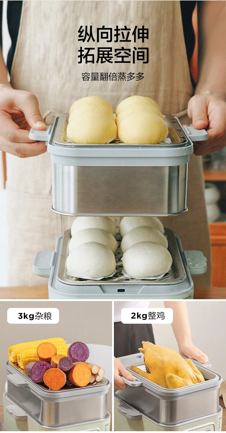 Buydeem Electric Food Steamer for Cooking G563, with preset and timer function, stainless steel steaming tray and glass lid detail image 17