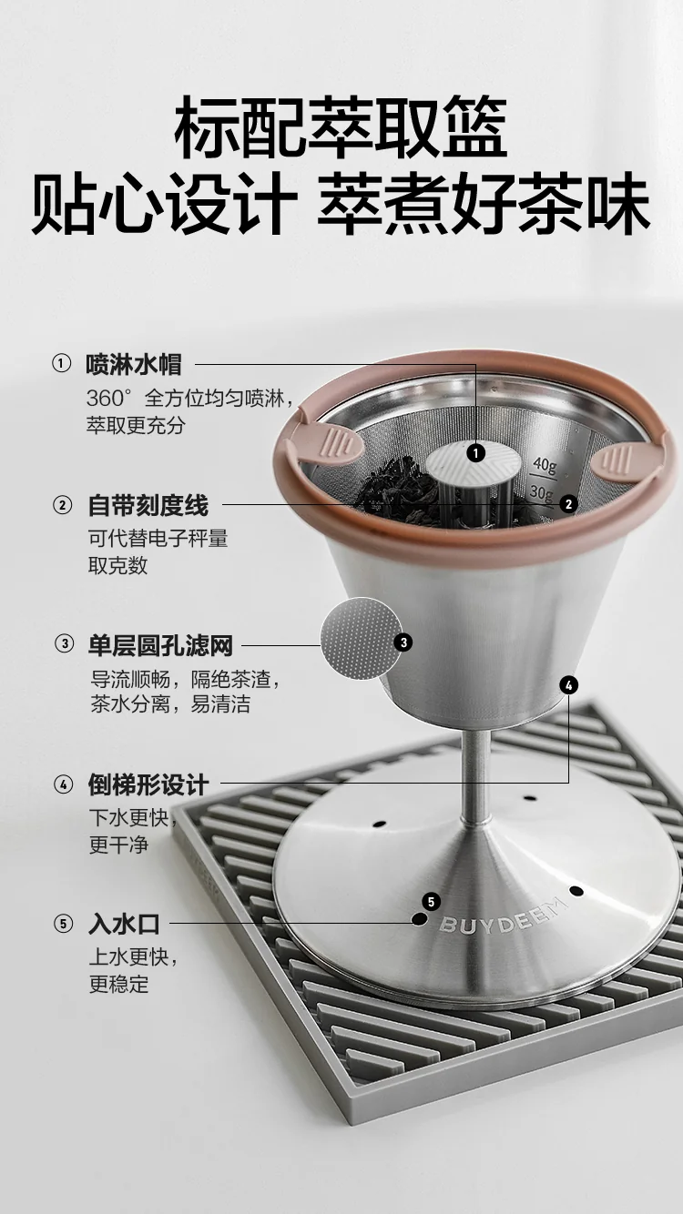 Buydeem steam extraction teapot, office professional extraction mini tea coffee, multi-function health pot, 1.5L detail image 5