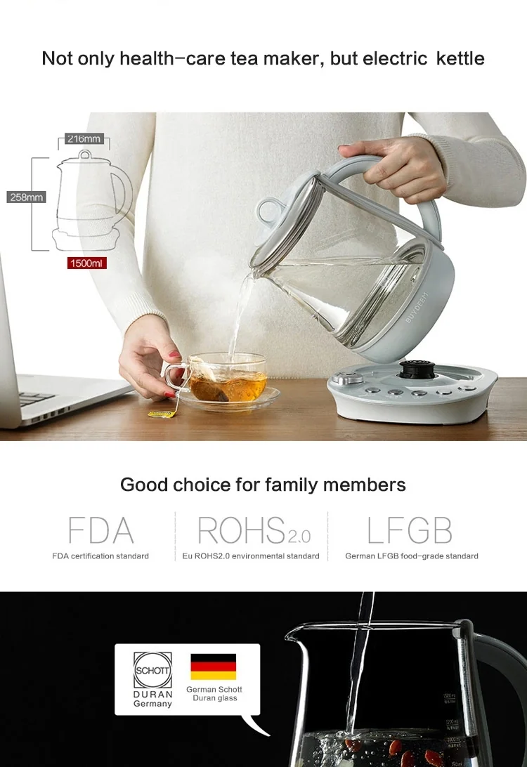Buydeem Health-Care Beverage Tea Maker Kettle K2683,Bird's Nest Pot,1.5 L detail image 13