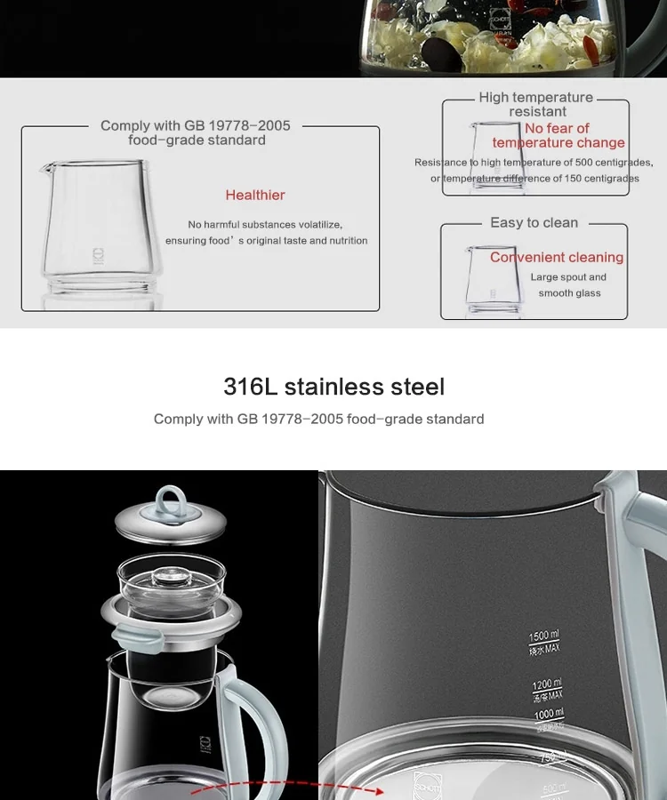 Buydeem Health-Care Beverage Tea Maker Kettle K2683,Bird's Nest Pot,1.5 L detail image 14