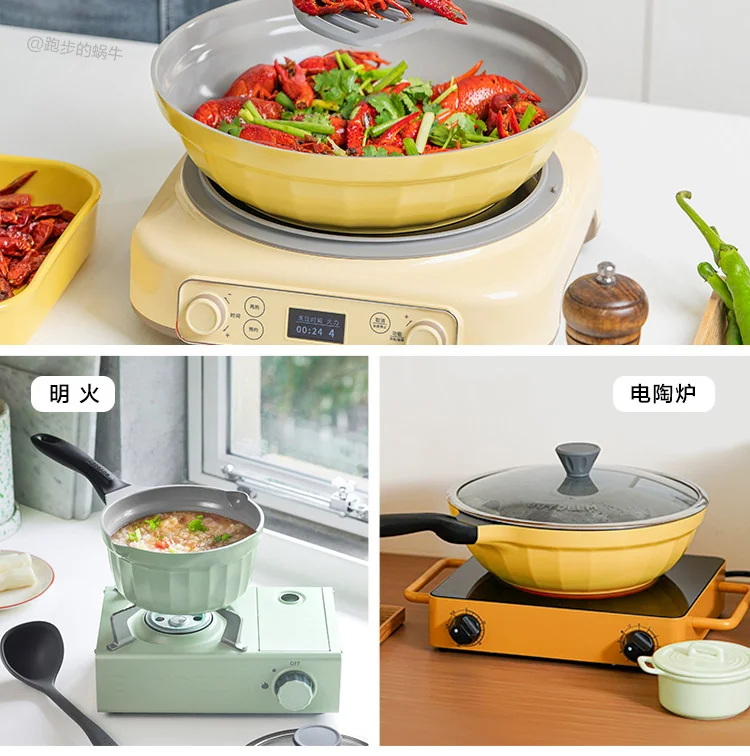 Buydeem Ceramic Wok/Frying Pan, Non-stick, Large Capacity, Oil-Retaining, Lightweight, 30cm, Lightweight, Cedar Green detail image 13