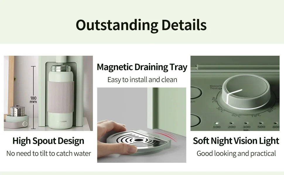 Buydeem Instant Hot Water Dispenser S9013, Electric Kettle, Suitable for Tea, Coffee and Baby Milk Powder, 8 Water Temperatures, 3L,Green detail image 5