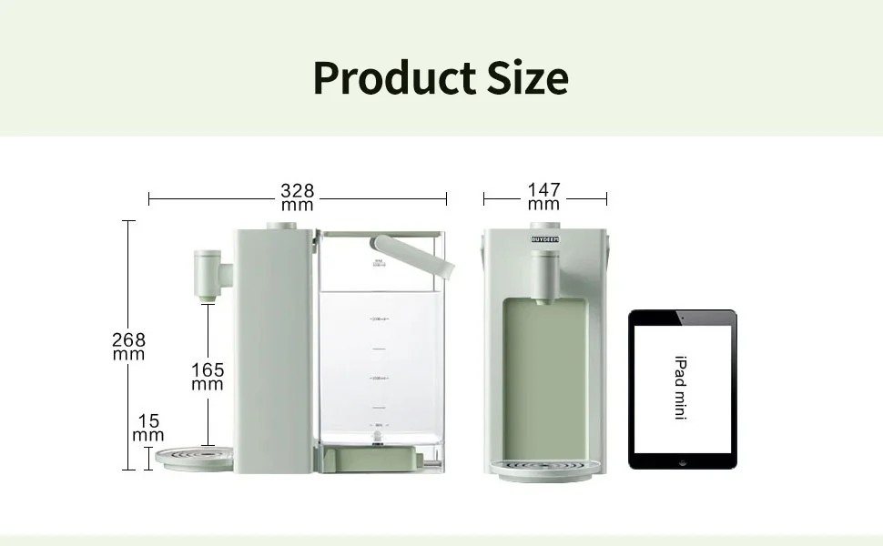 Buydeem Instant Hot Water Dispenser S9013, Electric Kettle, Suitable for Tea, Coffee and Baby Milk Powder, 8 Water Temperatures, 3L,Green detail image 6