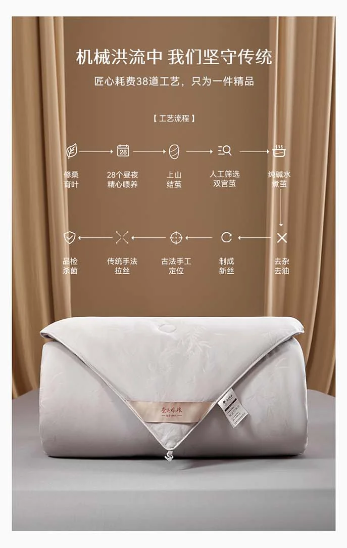 [China Direct Mail, 8–20 Days] Silk Kueen 100% Mulberry Long Silk Comforter, Autumn/Winter Warm & Skin-Friendly, Single Quilt 220*240cm (1500g) detail image 8