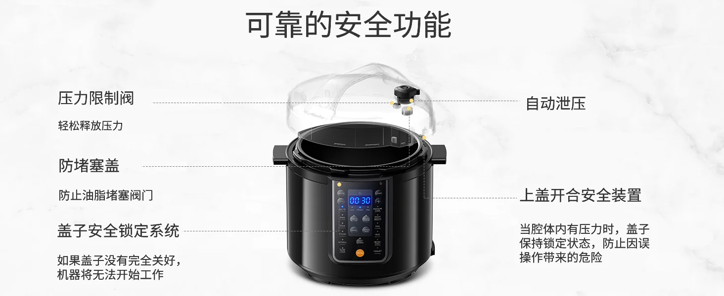 Comfee 多功能电压力锅电饭煲慢炖锅 13项预设菜单 可发酵酸奶 6QT（5.6L） 详情图 9
