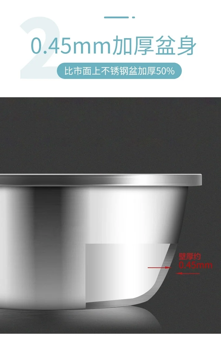 Cooker king stainless steel basin sieve five-piece CK-BXGP-05 multi-function large capacity thick detail image 3