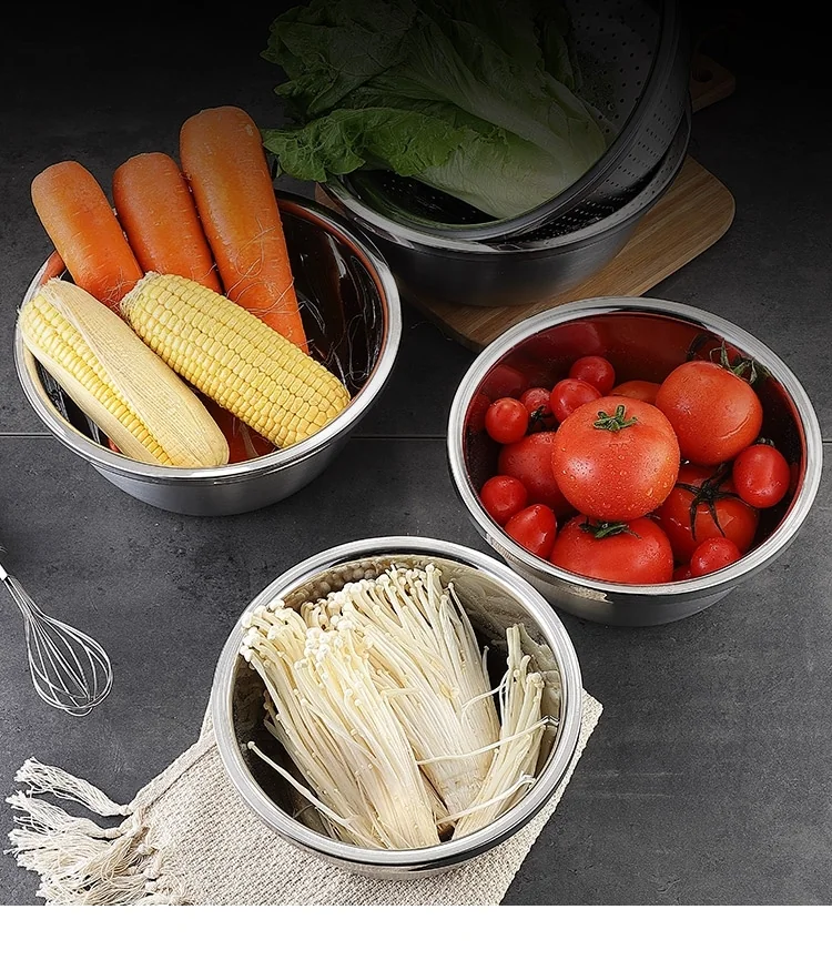 Cooker king stainless steel basin sieve five-piece CK-BXGP-05 multi-function large capacity thick detail image 9